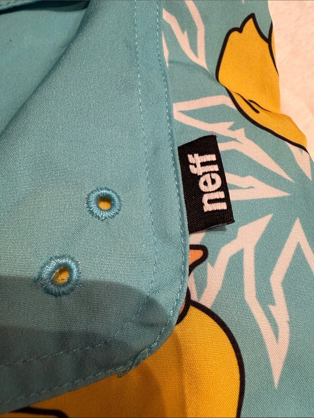 Rubber Duck Print Swim Trunks - Teal & Yellow NEFF size XL